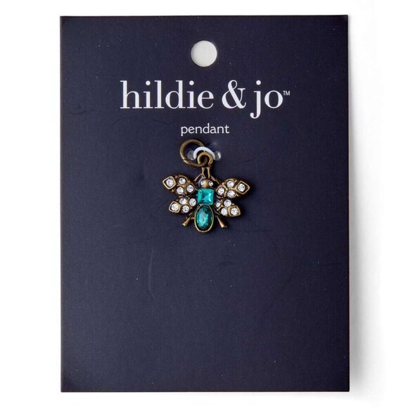 Hildie & Jo Antique Gold Bug Blue Crystal Pendant Silverplated Chain Necklace - Picture 2 of 4